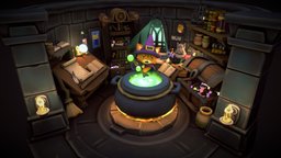 🐱 Cat Wizard wizard, cat, castle, cute, animals, diorama, potion, brewing, potions, potionbottle, maya, 3d, cauldron, magic, diorama-cartoon, diorama3d, noai, cat_wizard, potion_maker