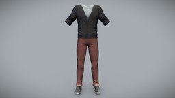 Male Cardigan Pants Shoes Casual Outfit