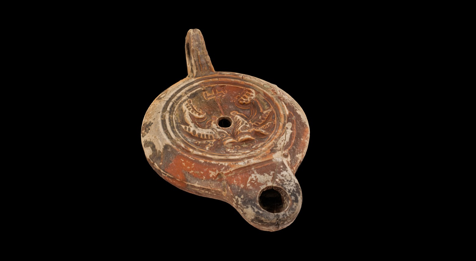 MH 1910.11.C.B

Lamp with fish, 1st or 2nd century CE

L. Munatus Threptus, Roman

Earthenware with red glaze

Mount Holyoke College Art Museum, South Hadley, Massachusetts

Modeled by Emily Lankiewicz. Photographed by Emily Lankiewicz and Laura Shea, Mount Holyoke College Art Museum, Digital Collections Coordinator &amp; Museum Photographer - Roman Oil Lamp - 3D model by Emily Lankiewicz (@emilylankiewicz) 3d model
