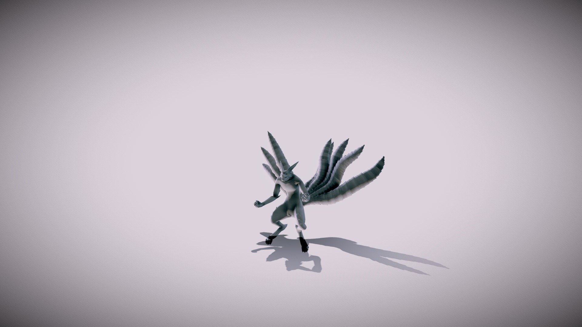 kurama 3d model,idle animation 3d model