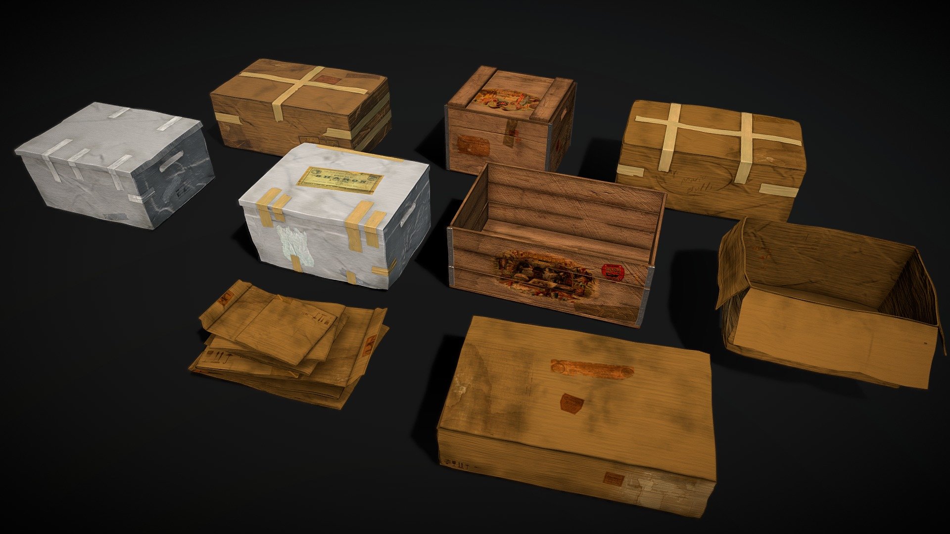 Old boxes propes for game design - Boxes - Download Free 3D model by Hamidreza Oloumi (@hroloumi) 3d model