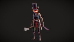 Headless horseman lantern, headless, dead, reaper, jack-o-lantern, candle, horseman, blender, pbr, lowpoly, substance-painter, zbrush, halloween, pumpkin, spooky