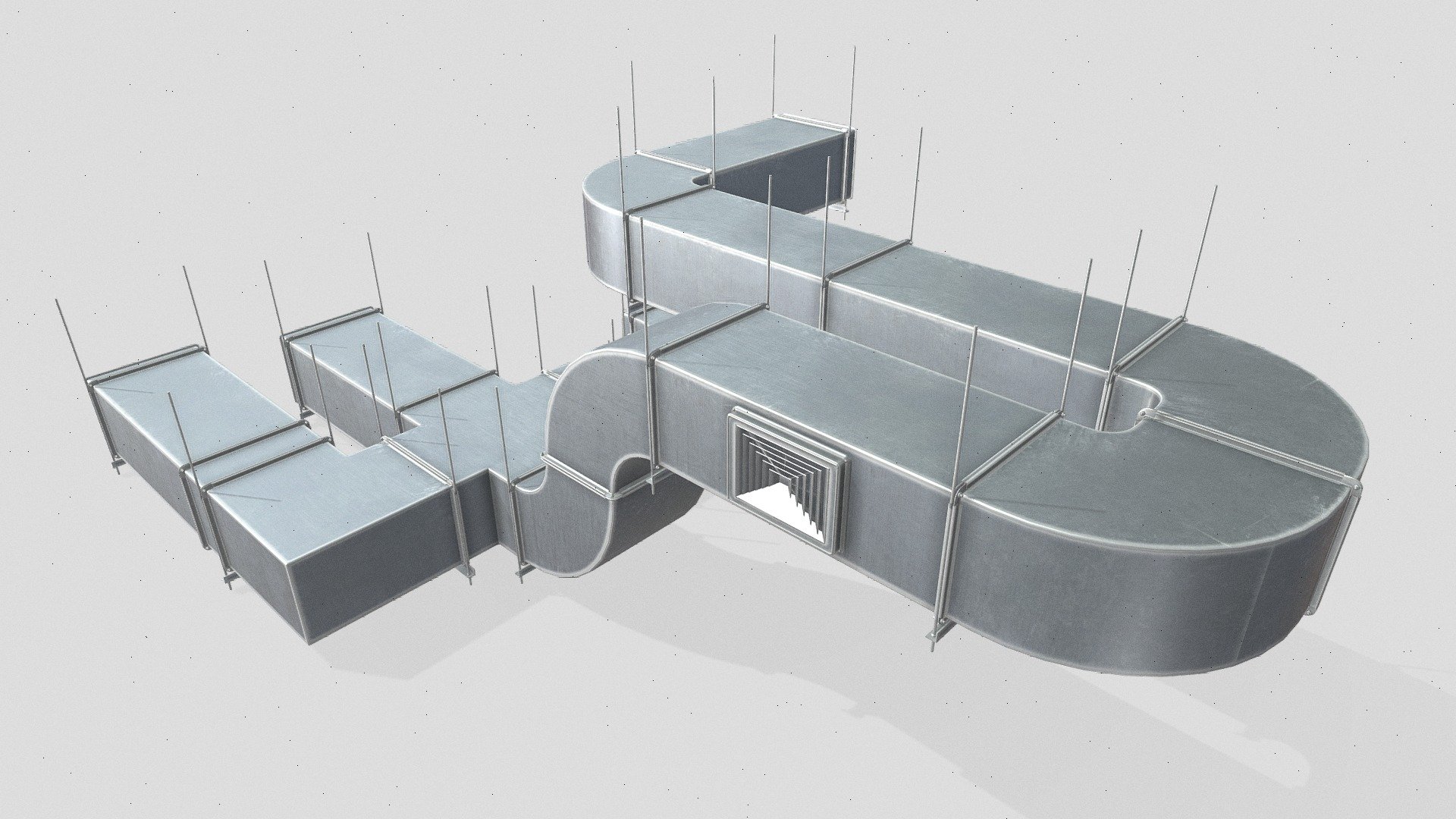Enhance your game's visuals with our exceptional PBR Game Ready Low poly Modular Vent System, exclusively available on CG Trader. This comprehensive collection features 14 meticulously crafted models that are optimized to seamlessly integrate into your game environment. With an impressive poly count of 20744 and vertex count of 11399, these models deliver outstanding detail without compromising performance. Included are 15 high-quality textures that add depth and realism to your creations. The modular design allows for endless customization, enabling you to create a ventilation system tailored to your game's requirements. Elevate your game's graphics and create an immersive experience for players with our state-of-the-art vent system.

The models are interchangable between any game engine and 3d sofware.

The system comes in 3 material variants - clean, rusty and painted.

All materials include colour, normal, roughness, metallic and AO map.

The models are attached in .fbx and .obj formats 3d model