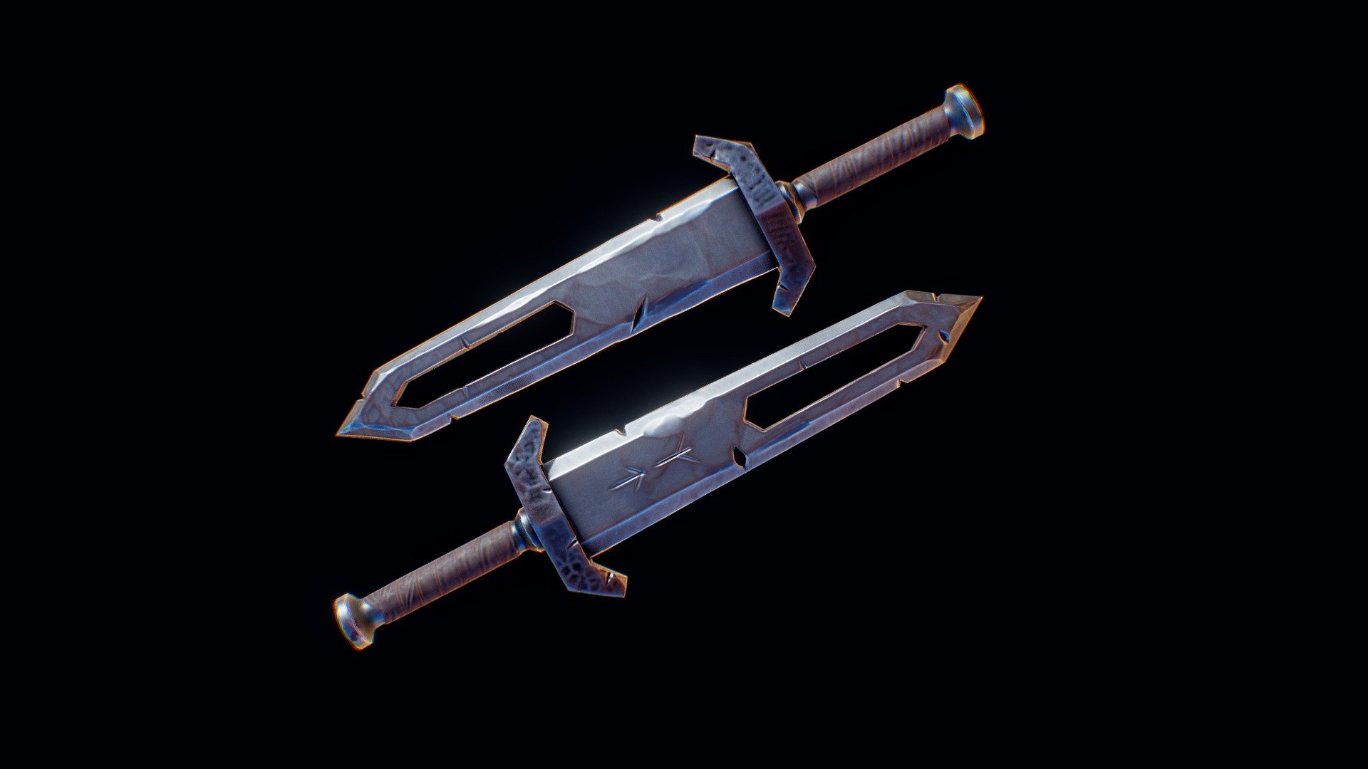 I recently got substance painter and I am so much in love with it! It is my first PBR asset so I wanted to make something simple yet detailed enought to test different masks generators. Textures are 2k in size and also contains highpoly models in additional download.

NOTE: To download highpoly version

 - Stylized Blade PBR - Buy Royalty Free 3D model by Aki (@Akishaqs) 3d model