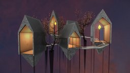 G0020 VR Virtual Reality space Mysterious Lights vr, virtualreality, spatial, tiny, awesome, amazing, interesting, cozy, atmospheric, virtual-reality, verse, metaverse, 3d, model, house, fantasy, sketchfab, download, space, gameready