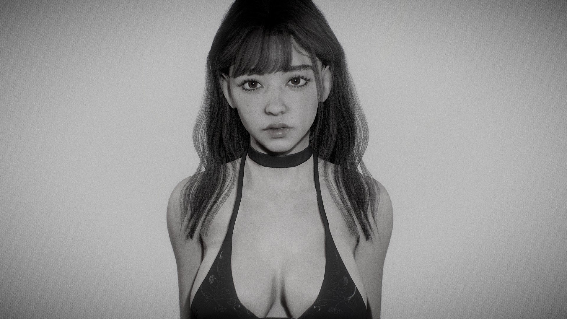 Cute Female  woman asian girl in bikini. Rigged Body and face. Subsurface scattering. model in Blender file 3d model