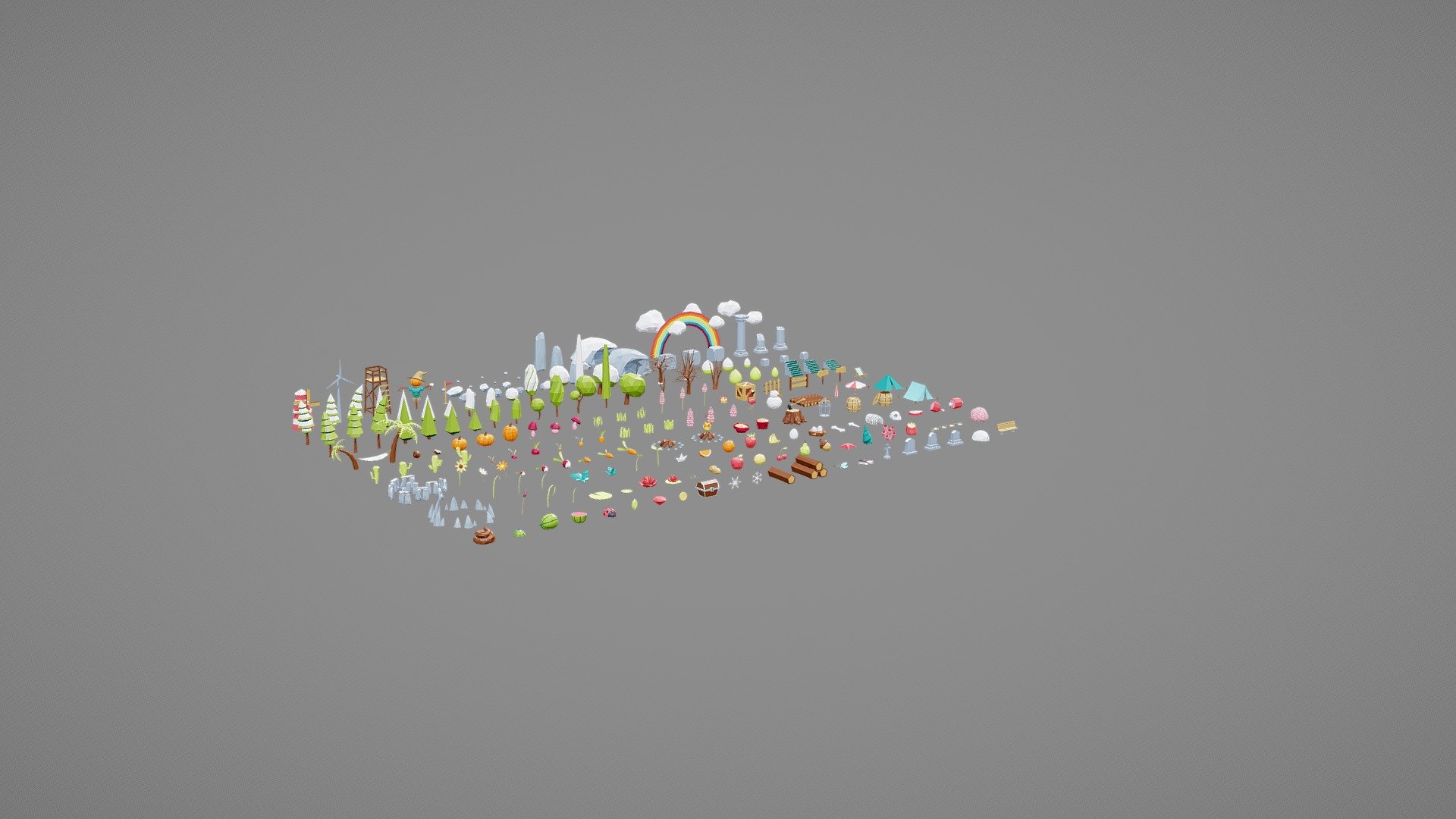 With a variety of assets, this pack has all you need to make your next game shine with a low poly aesthetic - Nature Pack - 3D model by DoubleGum 3d model