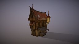 Stylized haunted house old, pbr, lowpoly, house, stylized, gameready
