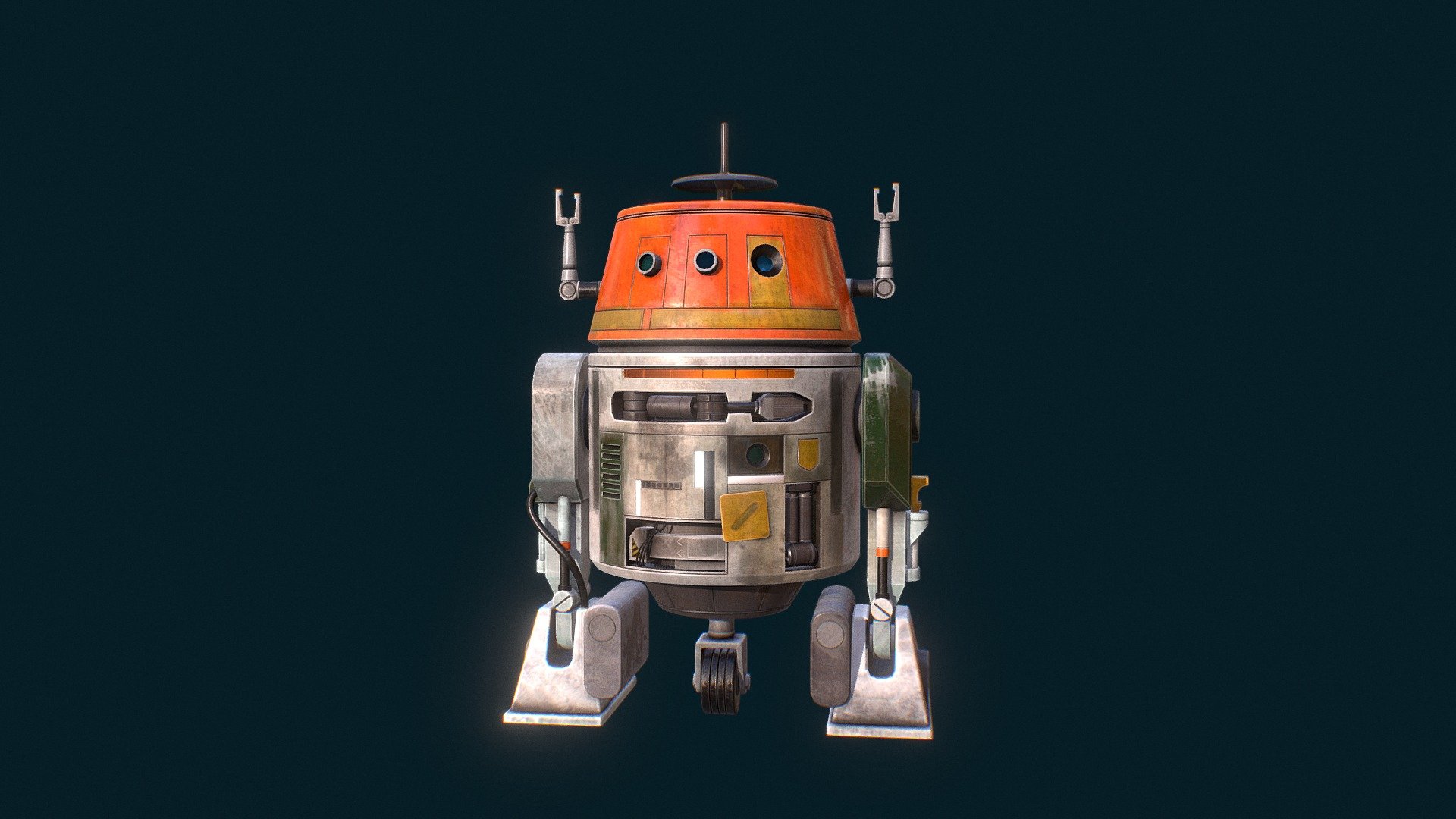 C1-10P (Chopper) astromech, who served alongside the rebel crew of the Ghost in Rebels and Ahsoka - Chopper C1-10P Star Wars Rebels - 3D model by danieljan 3d model