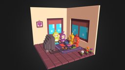 Teletubbies playing atari voxel