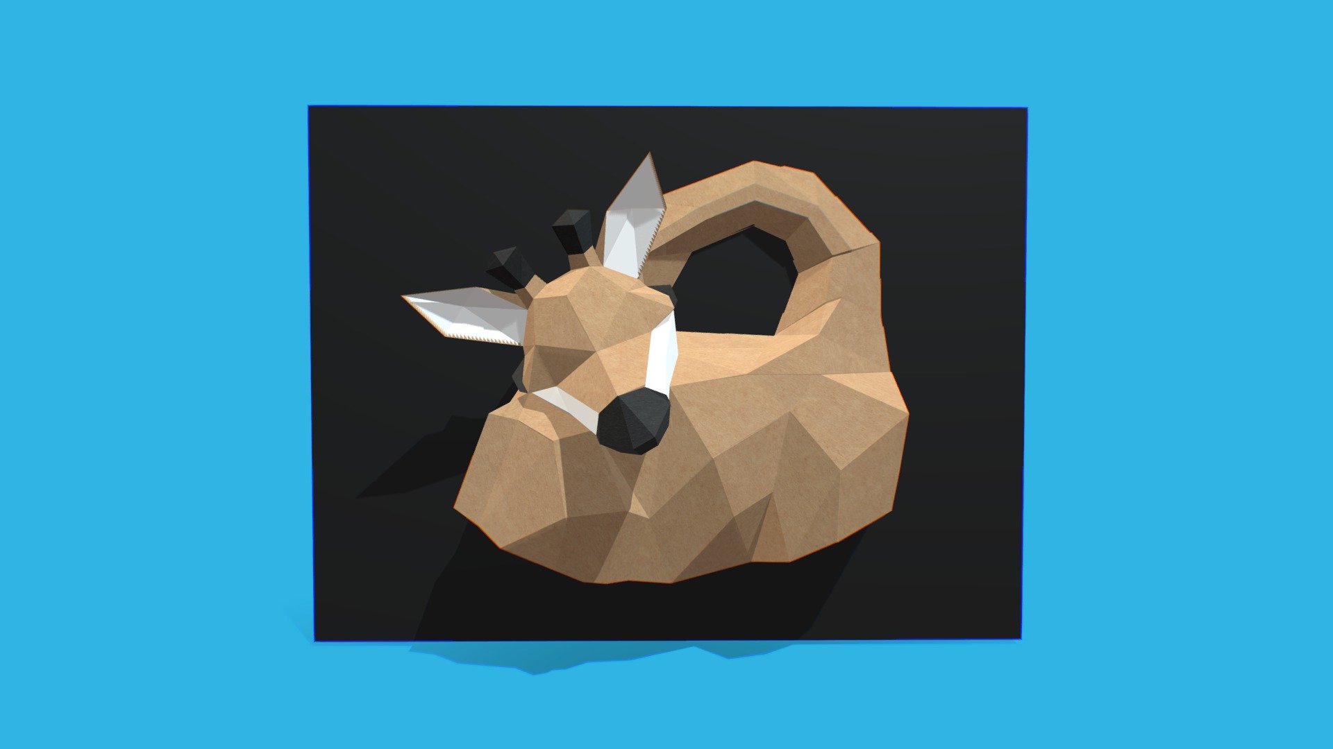 Low poly papercraft inspired by weird yet beautiful sleeping giraffe.

You can buy this template(not the 3d model) on etsy. Probably the keyword are sleeping giraffe papercraft 3d model