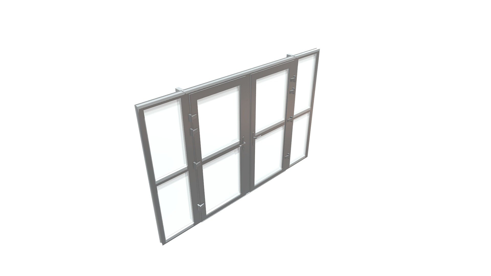 AMS - TS66 Rebate Double Door - Side Window Midrail - TS66 Rebate Double Door with Side Window Midrail - 3D model by bimstore (@Revitspace) 3d model