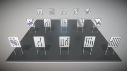 Verkehrszeichen-Einengungstafeln highway, game-ready, road-sign, autobahn, vis-all-3d, 3dhaupt, verkehrszeichen, german-traffic-signs, software-service-john-gmbh, low-poly