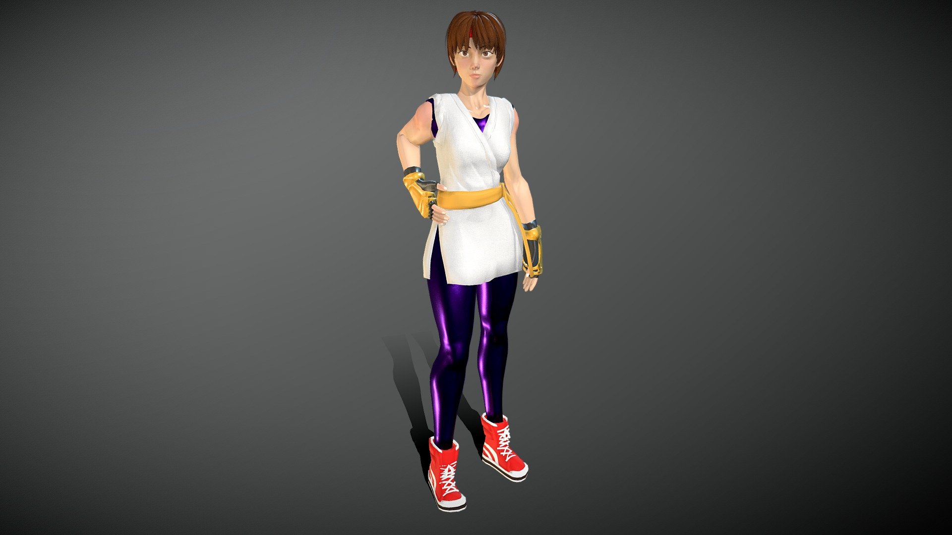 Yuri Sakazaki of King Of Fighter! Practice completely made in blender - Yuri Sakazaki - 3D model by walter.villalbasilva 3d model