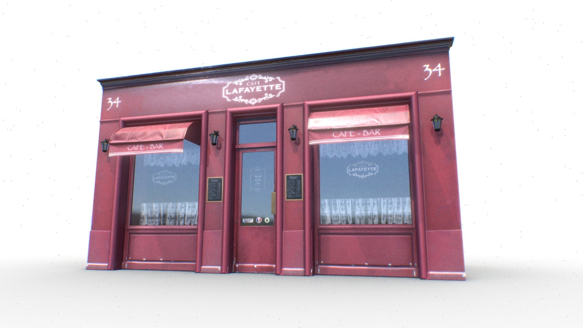 Realistic Store Facade 3D Model - Store Facade 3 - Buy Royalty Free 3D model by Omni Studio 3D (@omny3d) 3d model