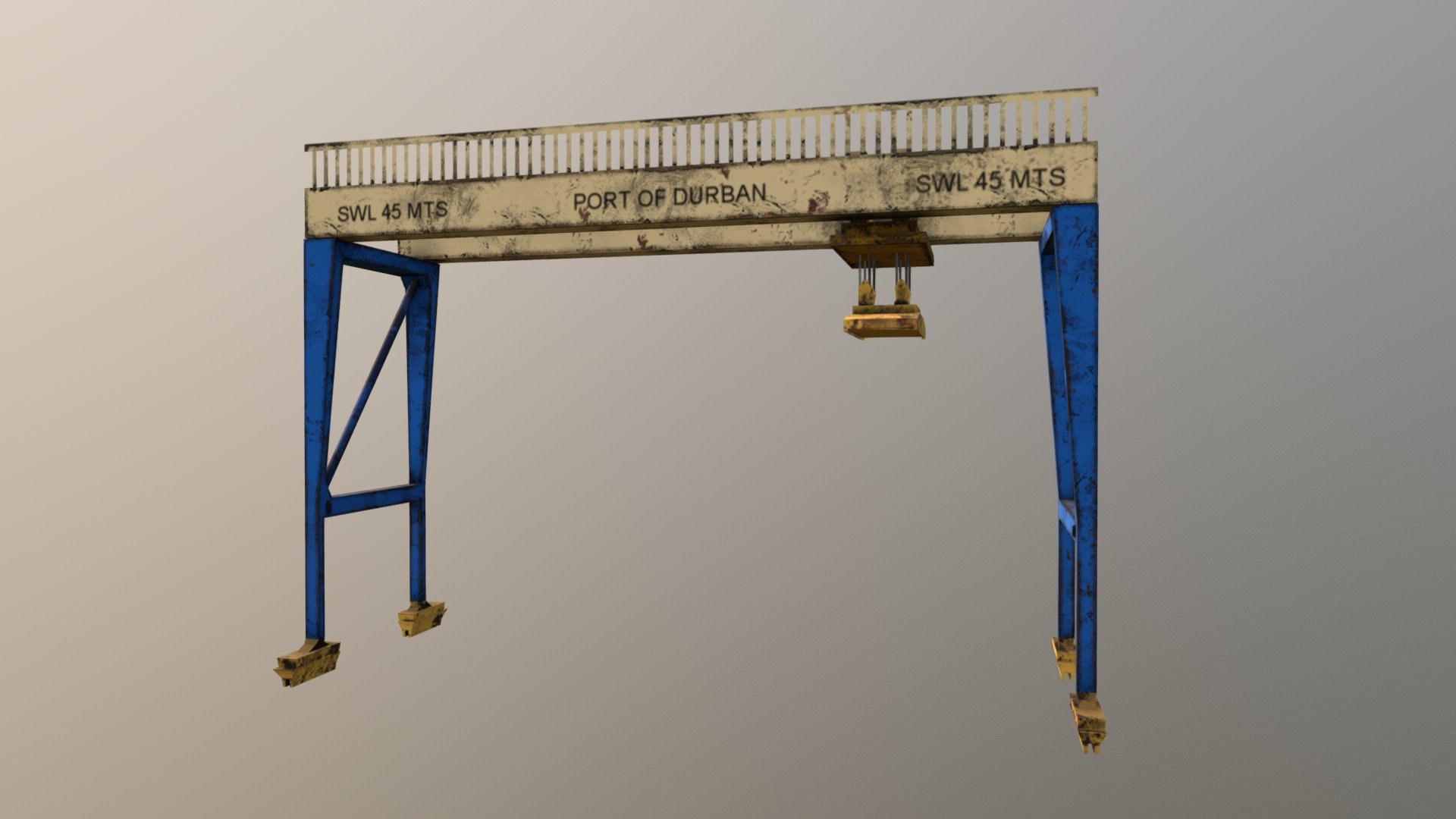 This is our model done for a mobile game. We've used this model to enrich the port environment that we wanted to capture in the game. Those type of cranes are used to stack the containers in the port but not to load them to the ships 3d model