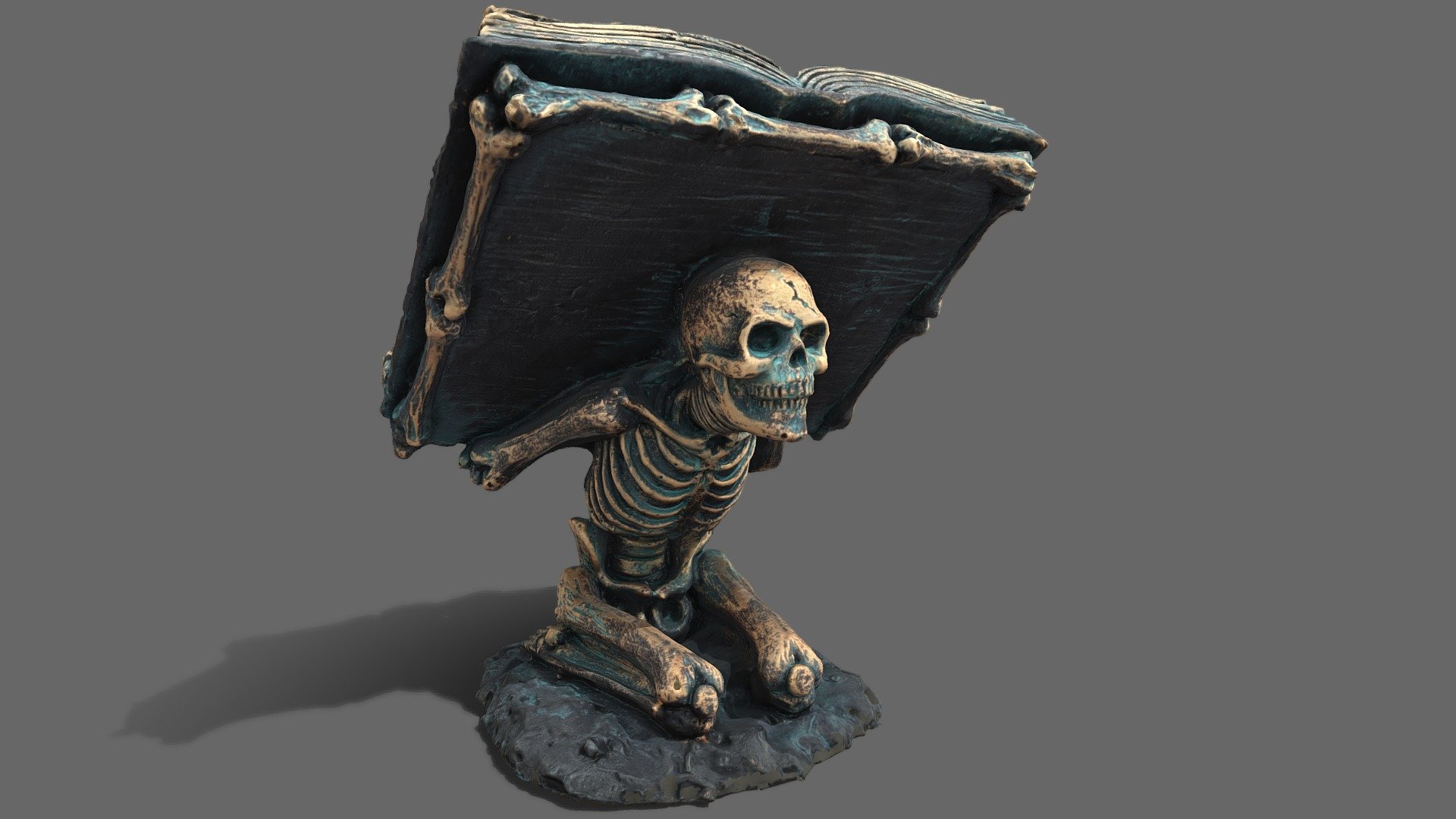 Photogrammetry is the science and technology of obtaining reliable information about physical objects and the environment through the process of recording, measuring and interpreting photographic images and patterns of electromagnetic radiant imagery and other phenomena. Digital image capturing and photogrammetric processing includes several well defined stages, which allow the generation of 2D or 3D digital models of the object as an end product. The models obtained contain pre-generated shadows present on the object in reality.



Contact me for any other requests, formats or obj in different polygons count.





From a NEMESIS NOW product. 

Photogrammetry of a Skeleton carrying a magic book 

texture (4096x4096px)
 - Book & Skeleton - Buy Royalty Free 3D model by Les illusions digitales (@lesillusionsdigitales) 3d model