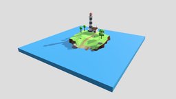 Low Poly Cartoon Lighthouse Island Scene trees, toon, rocks, lighthouse, flowers, island, stylish, mushrooms, lowpolyart, lowpoly-handpainted, low-poly-blender, cartoon, boat