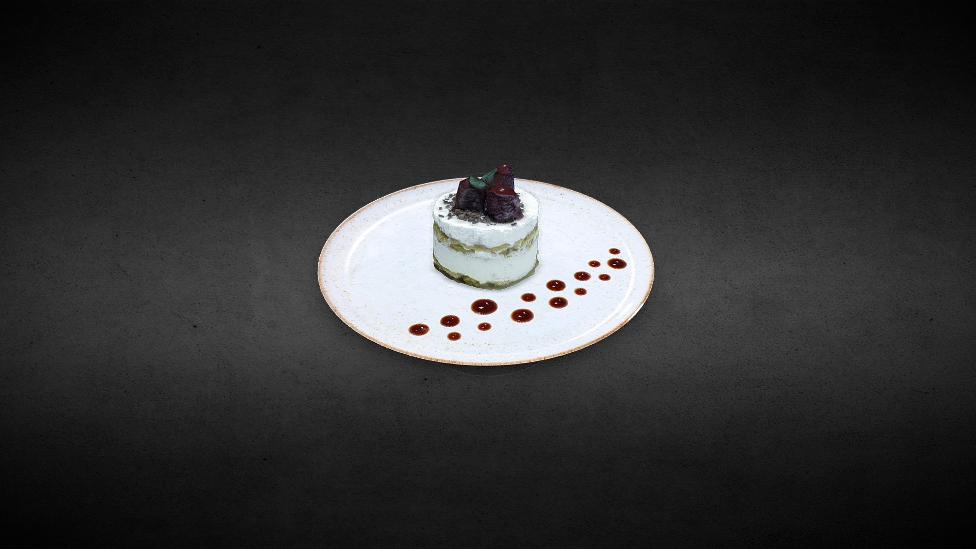 Queso mascarpone, bizcotelas, baileys y rejilla de chocolate - Tiramisu de Baileys - 3D model by Quimera Restaurante (@quimera) 3d model