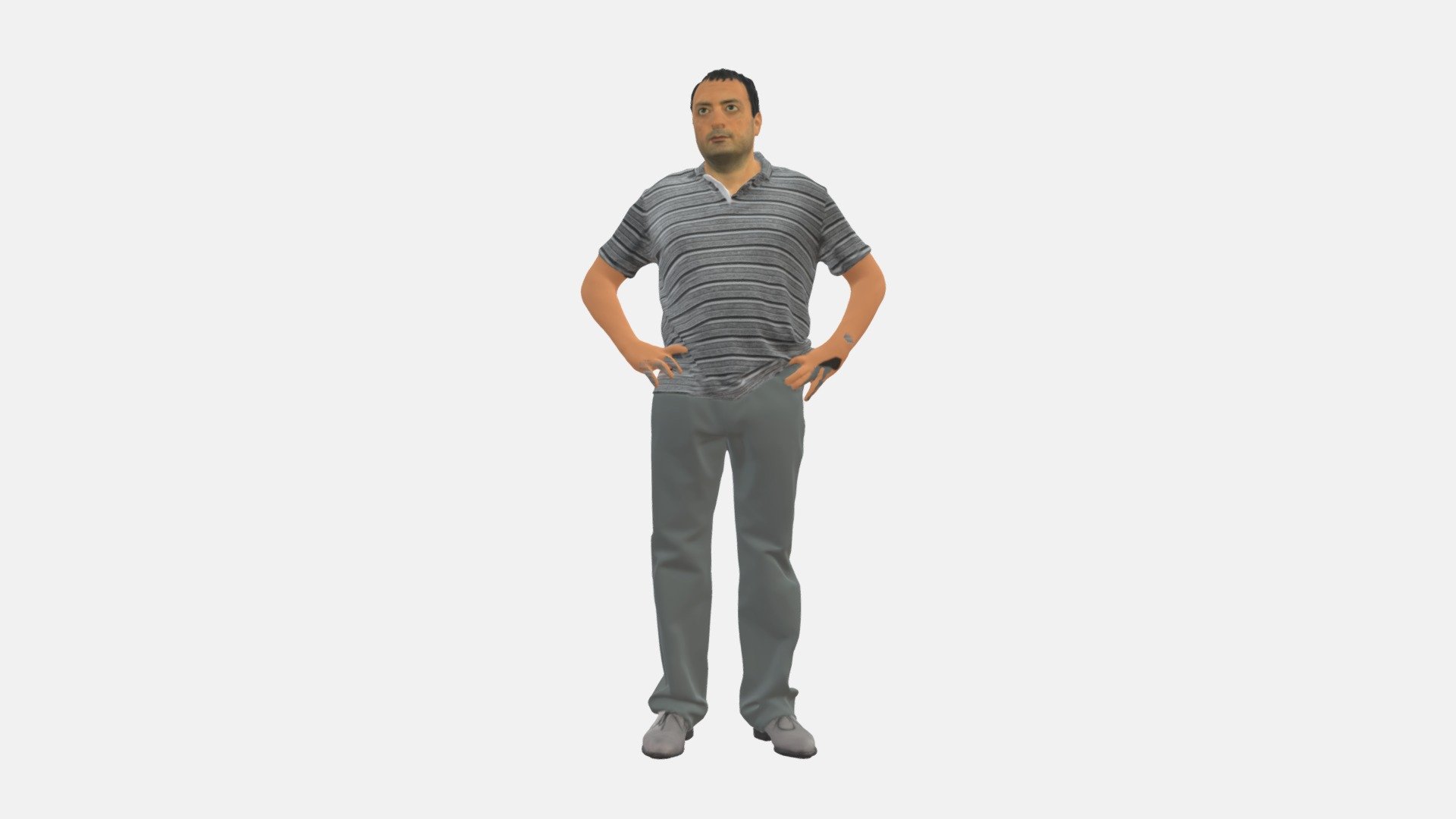 We provide unique 3d scanned models with realistic proportions for closeup and medium-distance views in artworks, paintings and classes. As well as architectural visualization projects.

Main features:




high-end realistic 3d scanned model;

realistic proportions;

highest quality;

low price;

saves you time for more time in landscaping and interiors visualization.

FEATURES 




3d scanned model 

Extremely clean

Edge Loops based

smoothable

symmetrical

professional quality UV map

high level of detail

high resolution textures

real-world scale

system unit: cm

TEXTURES 




Textural Resolution: 4096 x 4096

Color Map

The model is suitable for stereolithography 3d printing 

The model is also ready for fullcolour 3d printing - Man in gray stripped shirt 0693 - Buy Royalty Free 3D model by 3DFarm 3d model