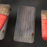 Old mattress and sleeping  bag sleeping, bag, mattress, postapocalyptic, old, war