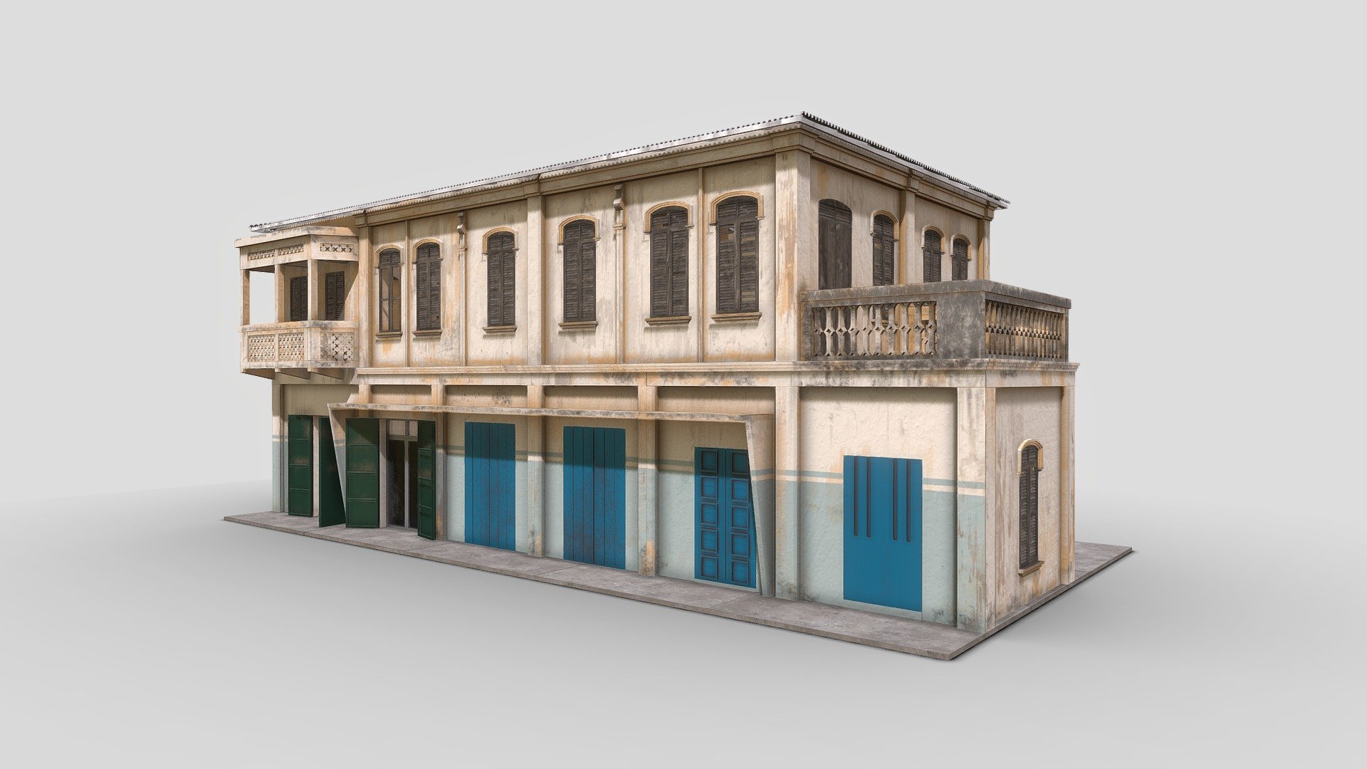 Colonial building is the building that combines the style of the colonizer and the colonized 3d model