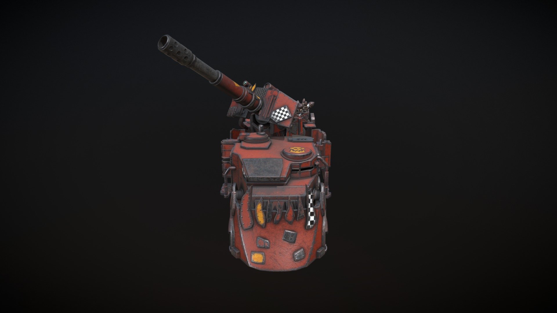 This is a low-poly Ork BattleWagon model from Warhammer 40K background:
- 81442 trangles in total
- 3 UV sets: hull (4k), maingun (2k), wheels (2k)
I made this model as a fan art for practicing my game modeling skills, and also because I love warhammer so much 3d model