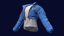 CRB-003 Blue Hood Crop Bomber Jacket substancepainter, substance