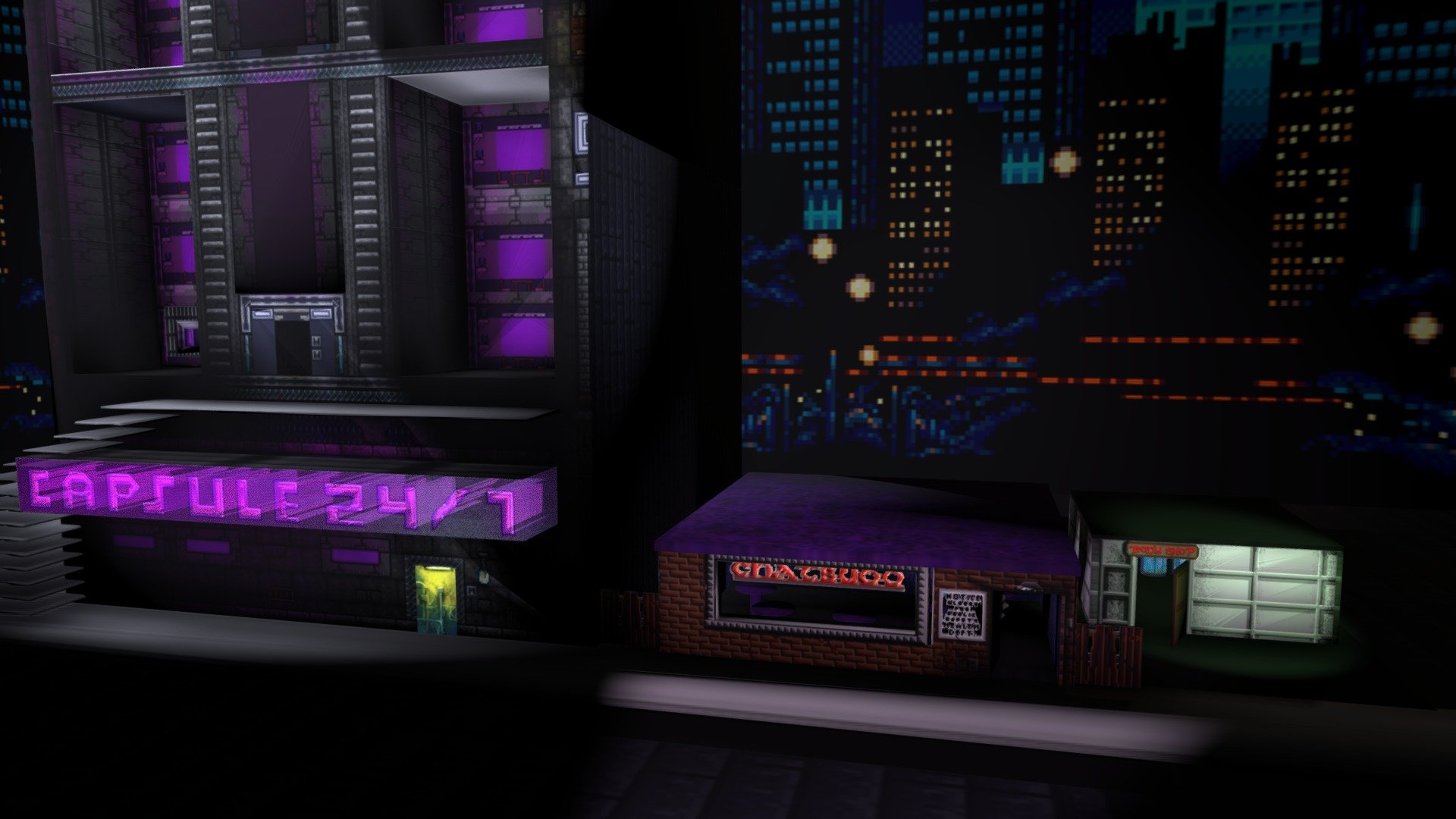 Derrived from 1998 game and 2D art from Adebisi92 Terraria Night city.
This is a WIP and I will try to add more detail and other structures in the future 3d model
