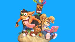 Crash Team fanart, cute, happy, videogames, set, videogame, activision, playstation, crash, bandicoot, posed, playstation4, statue, beach, coco, video-games, crashbandicoot, akuaku, naughtydog, crashteamracing, game-model, crash-bandicoot, antropomorphic, fanart3d, naughty-dog, crashtwinsanity, game, gameart, stylized, fantasy, environment, posedcharacter, coco-bandicoot