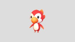 Character213 Parrot body, red, humanoid, cute, little, baby, bird, toy, mascot, doll, parrot, feather, macaw, character, cartoon, animal, wing