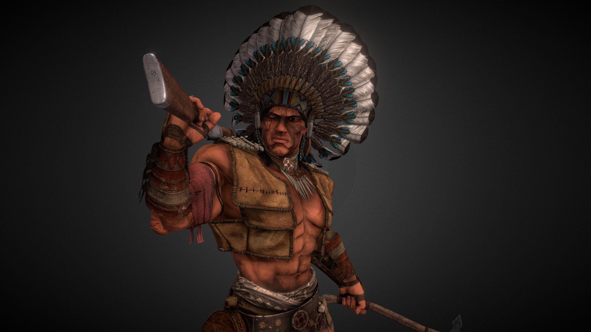 Idle version of this hypertrophied warrior, based on the concept of Veselin Ankov, soon I will upload a buffalo rider version !! .. I'm trying to animate that. 

More about this project on www.artstation.com/artwork/3ADno

For this character my work did consist of modeling and sculpting, retopo, uvs, bake, textures, rig and animation 3d model