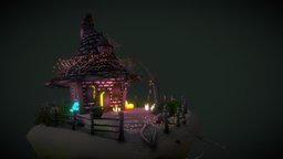 Witch Hut! cute, purple, creepy, island, haunted, quirky, bright, mushrooms, hut, diorama, autumn, october, emissive, photoshop, 3dsmax, witch, house, stylized, dark, halloween, spooky, magic