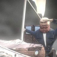 Capitão captain, character, cartoon, blender, boat