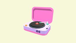 Cartoon Record Player music, gadget, prop, free3dmodel, blender3dmodel, blender3d-beginner, freemodel, recordplayer, cartoon, blender, gameart, gameasset, free