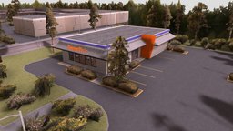 BurgerPiz retro, psx, ps1, unity, lowpoly, building