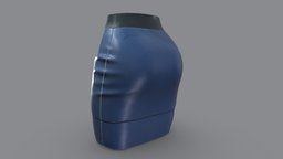 Female Sci-fi Uniform Mini Skirt mini, , fashion, girls, clothes, skirt, combat, womens, wear, pbr, low, poly, sci-fi, female, blue