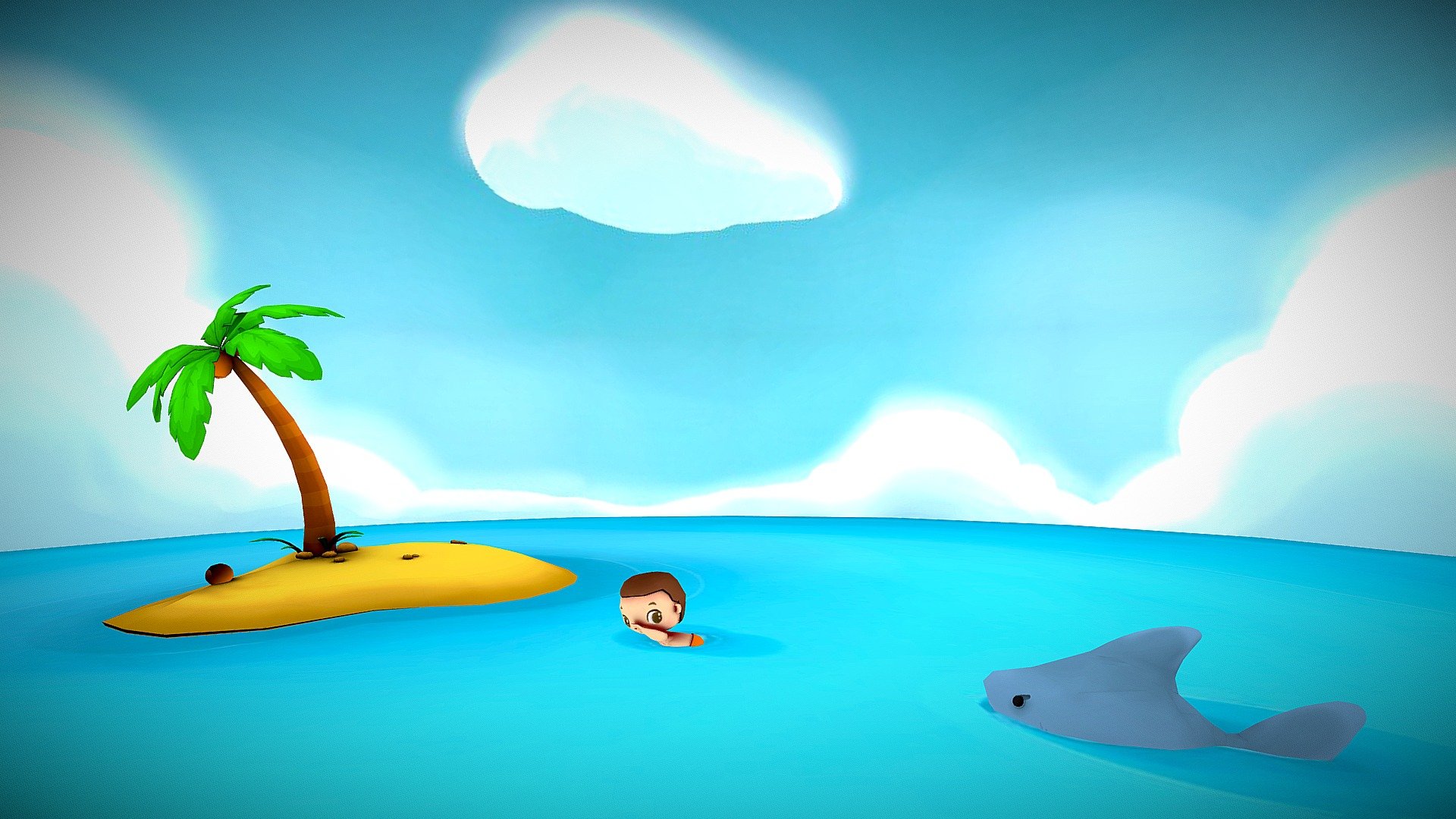A low poly stylized Demo scene of a character being chased by a shark. it's my first time trying a whole scene like this and it has some mistakes but i learned new things doing it.

I used 3Ds Max for Modeling and UVs, and Substance painter For Baking and texturing 3d model