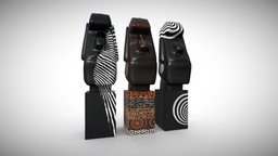 Interior Decoration "Heads II" modern, shelf, small, fashion, three, retro, big, antique, african, view, decor, statue, old, head, mask, rich, unwrap, expensive, vizualization, fulfillment, render, low-poly, 3d, art, texture, lowpoly, model, stone, home, wood, decoration, sketchfab, interior, download, black