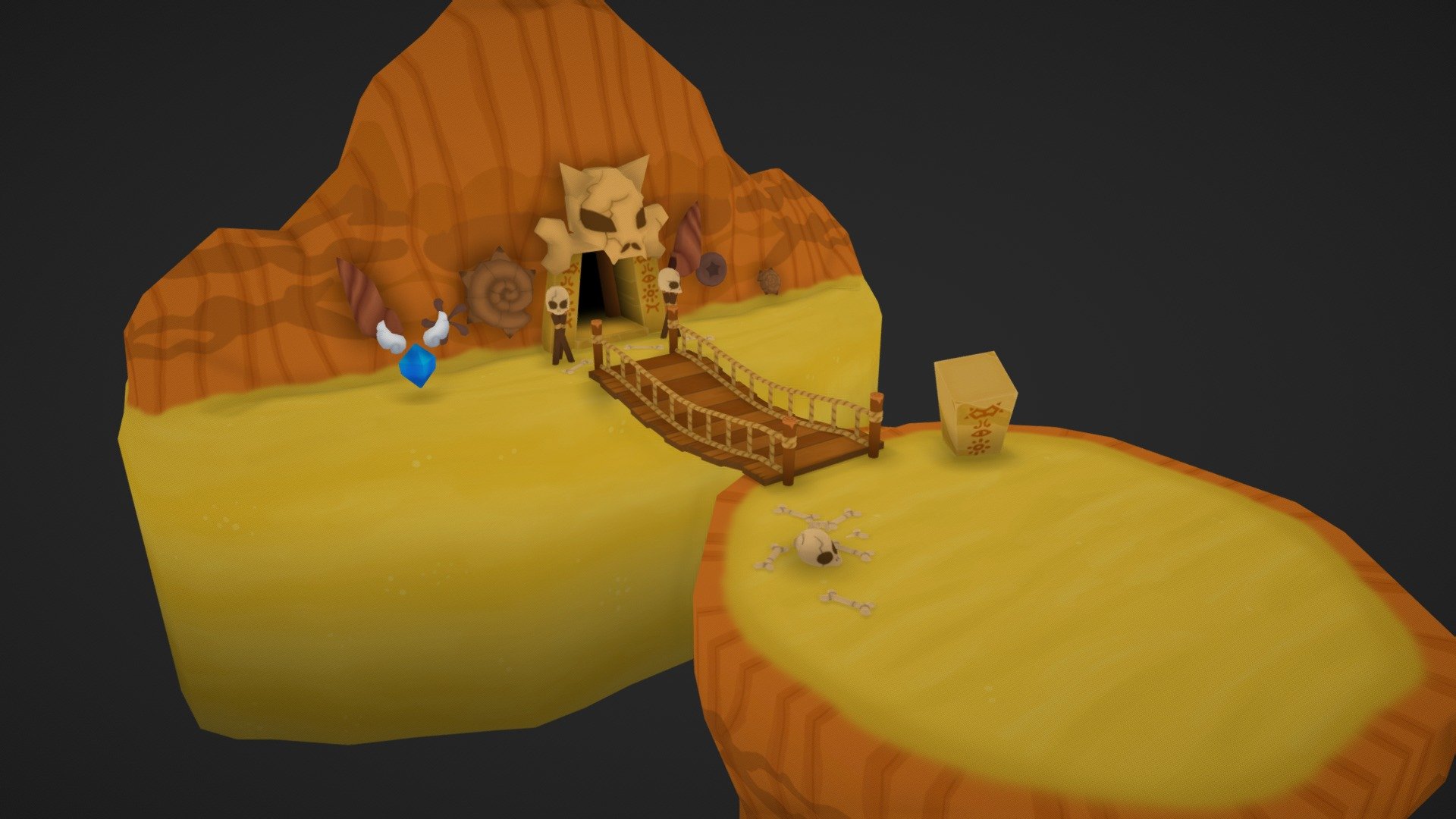 Fanart of the Fossils Cavern in Fantasy Life on 3DS.

I used Photoshop and Maya 3d model
