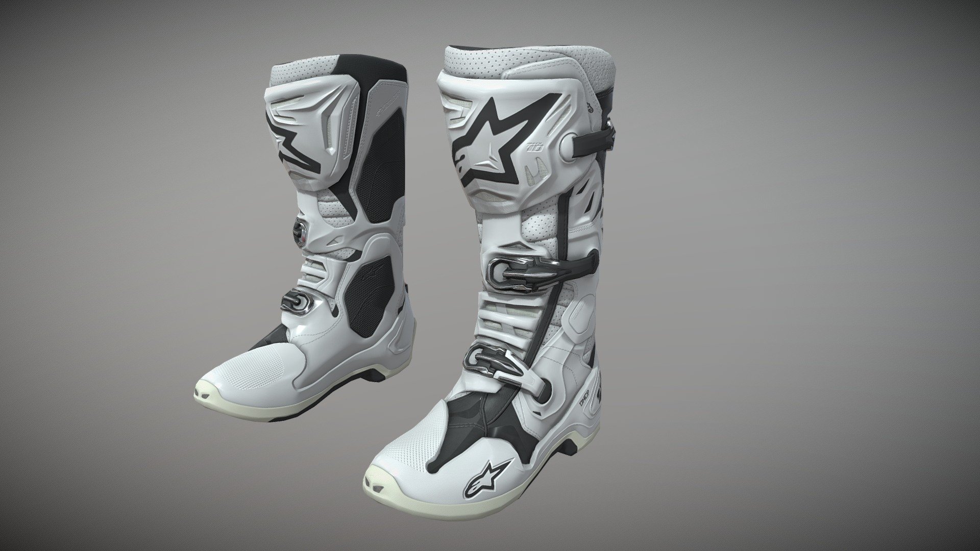 Alpinestars Tech 10 model. Modeled in Blender, textured in Substance painter. For the project Monster Energy Supercross 6 3d model