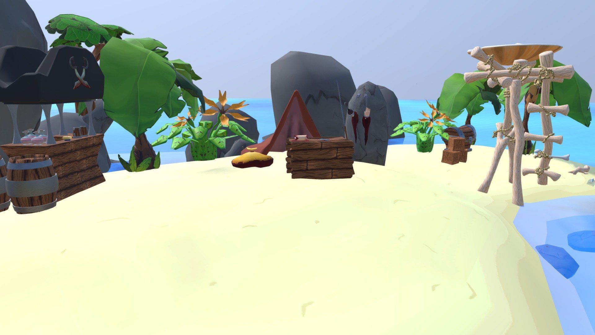 We created this scene as a collaborative project of us seven students. The initial idea was a pirate black market in a hidden cave however out of lack of time we changed the setting to a simple island. I did the island and some things on it like the corals and the plants. For the whole compilation of models I did you can go here.

If you want to check out the work of the others:

Miranda

Yoclesh

Triton

Otakurosu

Liz_Alexakuu

ShadyTrigger - Pirate Island - 3D model by Larissa (@larissa.forster) 3d model