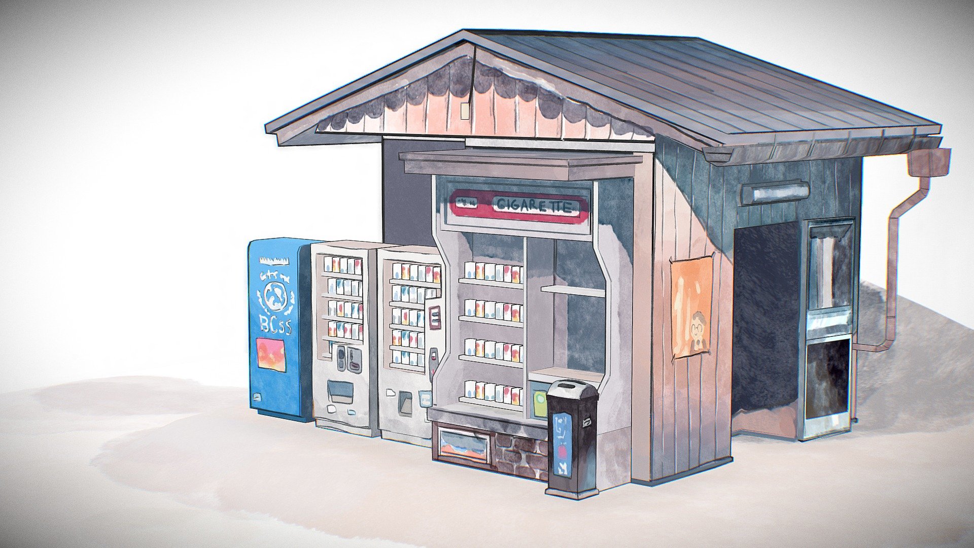 www.juan-abad.com A little diorama to test a watercolor handpainted textures style; so fun to play with, hope you like it.

Original concept art: Mateusz Urbanowicz - Cabin Vendor Watercolor Scene - 3D model by JuanchoAbad (@juanchodeth) 3d model
