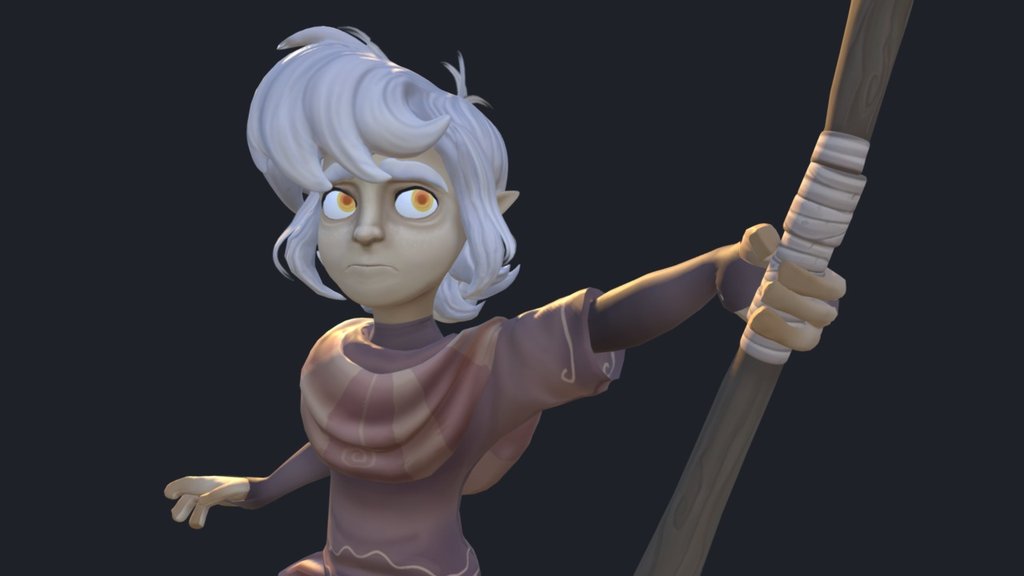 The hero character for my thesis game! He's a scared lil elf kid. Lots of spooky ghoulies and monsters chase him around 3d model