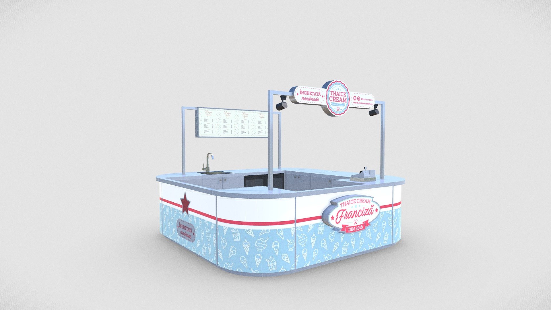 Modelare 3D si randare executate de Patrudoizero Design - Graphis Advertising - Randare insulă Mall Thaice - 3D model by Patrudoizero Design (@patrudoizero) 3d model