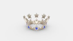 Cartoon queen crown hat, clothes, crown, emperor, queen, king, right, sapphire, prince, lowpolymodel, handpainted, royal