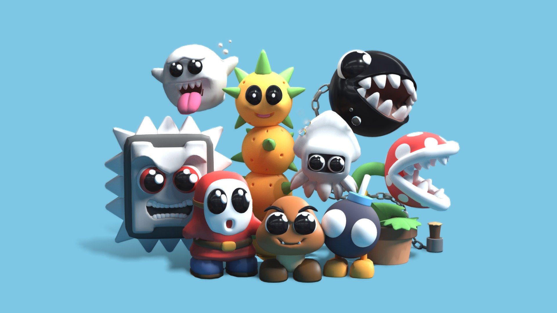 An old project of mine , I wanted to make mario enemies to give some love for the villains - Mario Foes - 3D model by MChahin (@beastochahin) 3d model