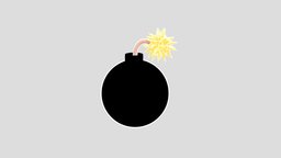 Cartoon Bomb💣 time, thread, bomb, brown, explosion, boom, fire, yellow, ticking, 3d, black