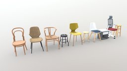 Chair Models Pack #2 pack, fbx, substancepainter, blender, model