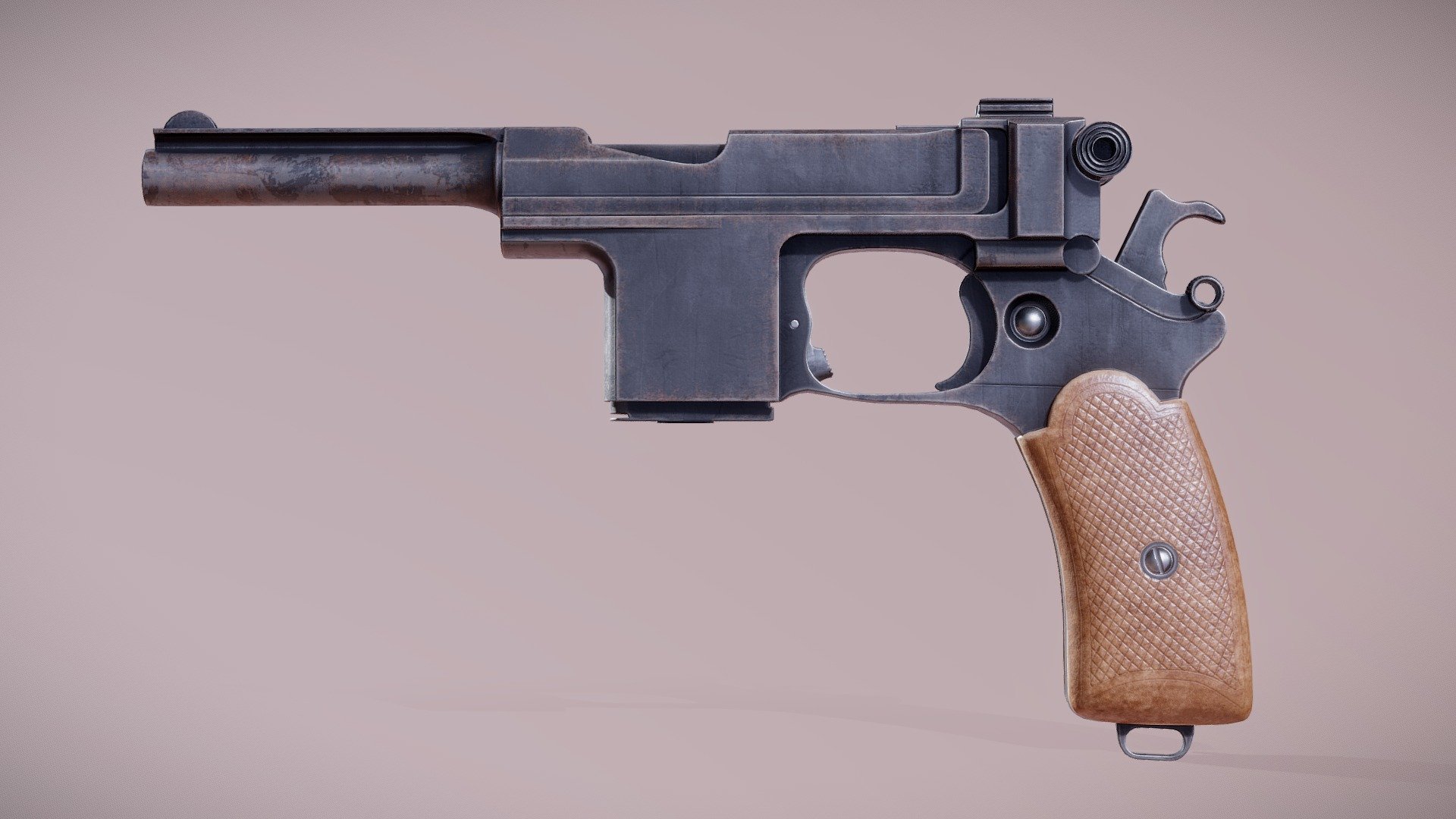 Bergmann-Mars with a little animation.

Moddelled in Blender 3.4.1.

PBR textures made in Substance Painter 8.3.0.

Horrifying topology again lol don't look at the wireframe pls.
I don't know anything about guns - Bergmann-Mars - 3D model by Vila (@VilaPereira) 3d model
